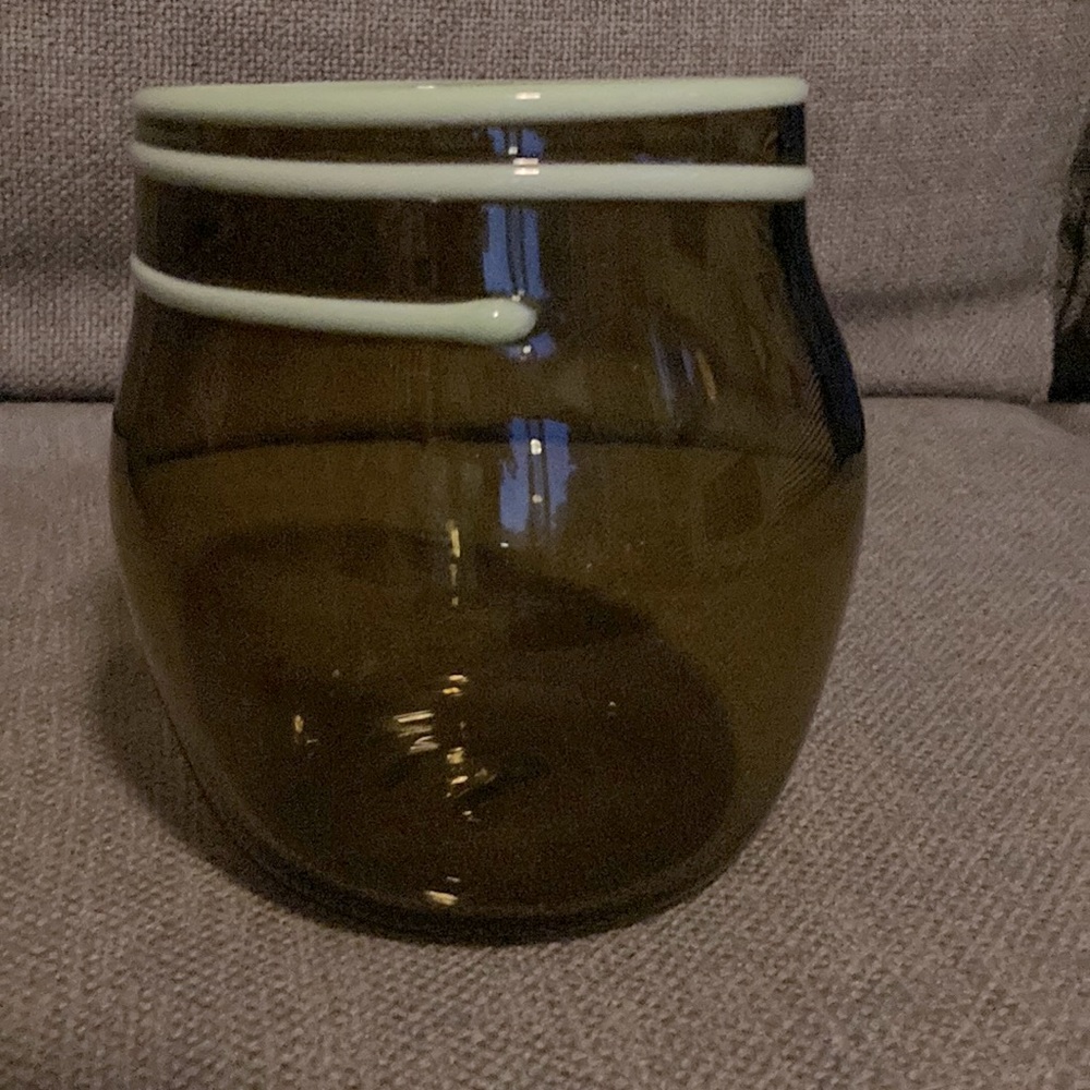 Handblown and signed Green Glass Vase